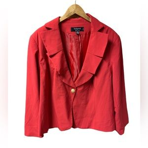Signature By Larry Lavine Ruffle Lapel One Button Blazer Women's Plus Size 24